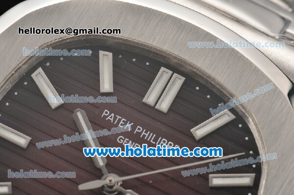 Patek Philippe Nautilus Miyota 9015 Automatic Full Steel with Coffee Dial and White Stick Markers - Click Image to Close